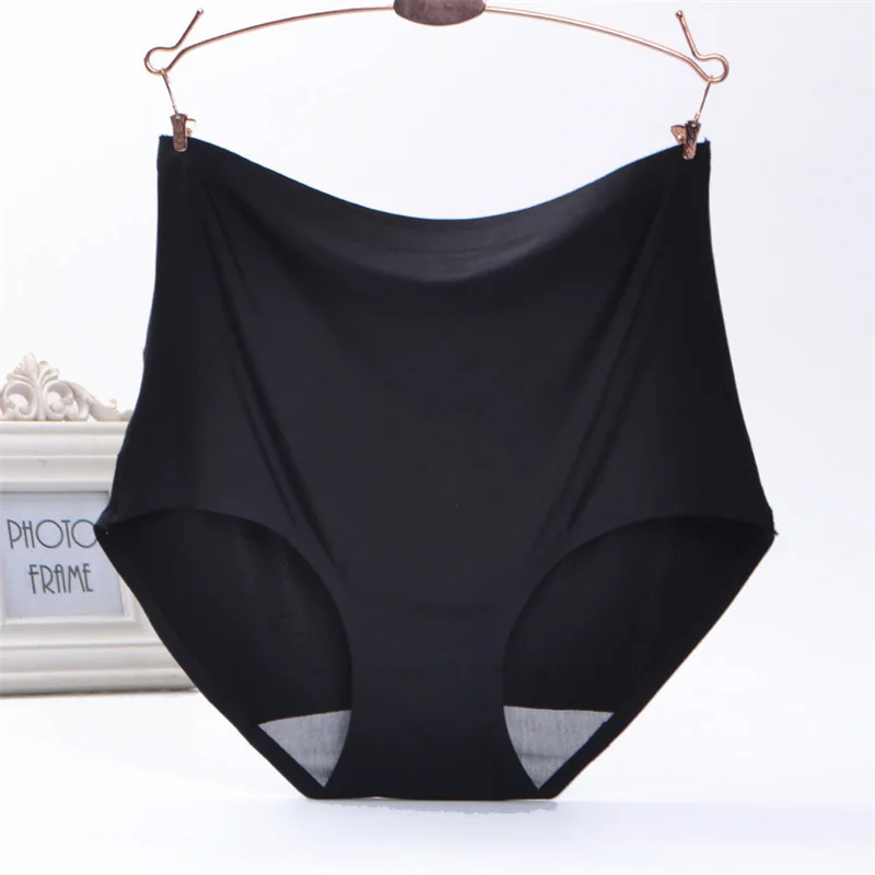 100kg Large Size  High Waist Viscose Fiber Briefs Women Seamless Ice Silk Cotton Crotch Belly Holding Female Middle Aged Mother