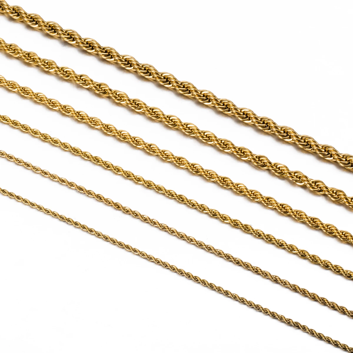 1 Stück Goldfarbene Kette, Breite 2mm/2,5mm/3mm/4mm/5mm/6mm, Seilkette/Halskette/Armband für Männer und Frauen, Edelstahlkette – Detail 2