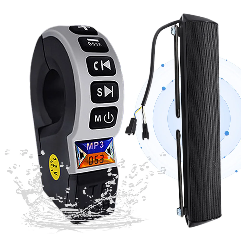 

12V Scooter Stereo Speaker Waterproof Bluetooth-Compatible MP3 Player Handlebar Mount MP3 Music Player Motorcycle Stereo Speaker