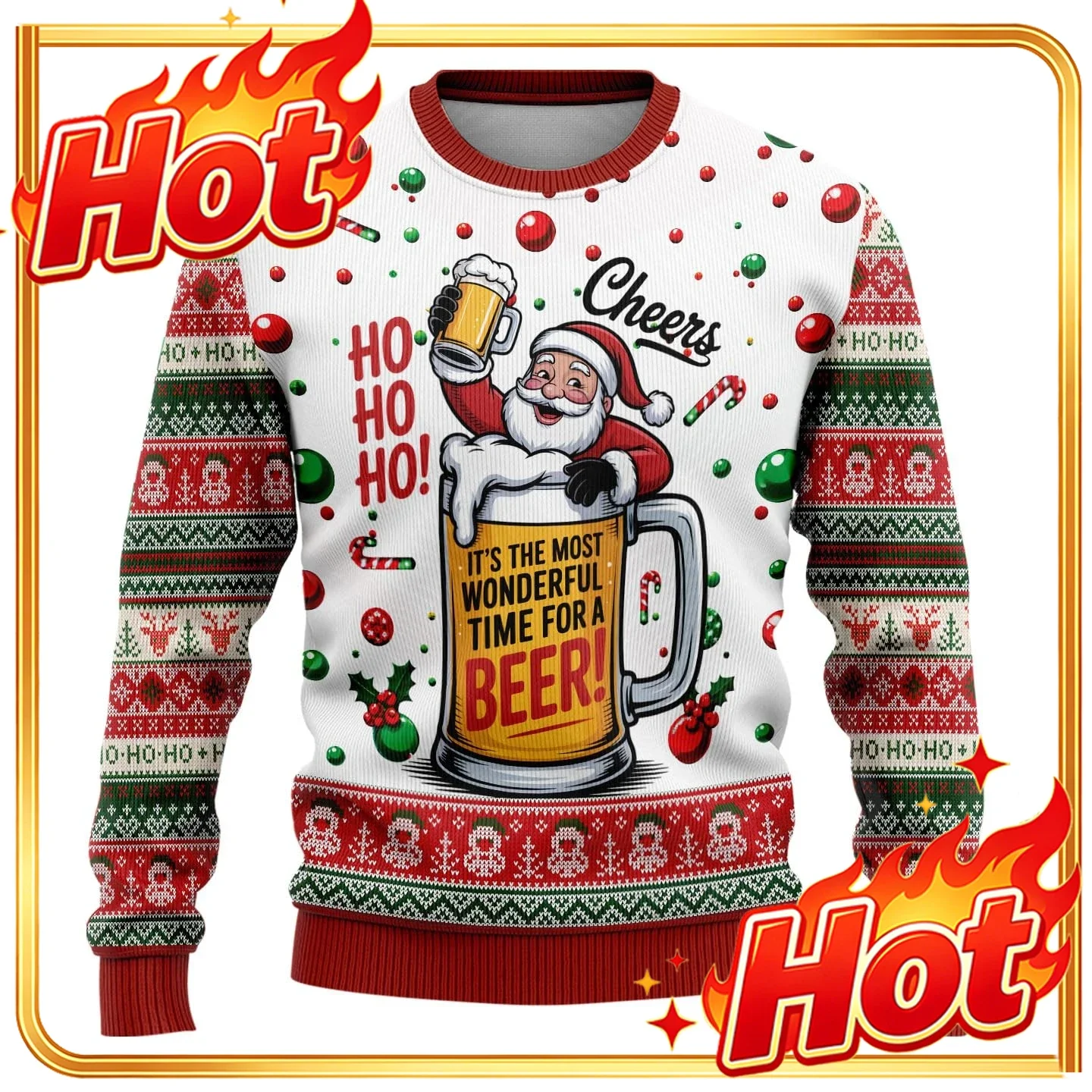 Hilarious Ugly Christmas Sweaters For Women Funny Santa Claus Beer Sweater Joke Unisex Spandex Blend Christmas Jumper Set Tops