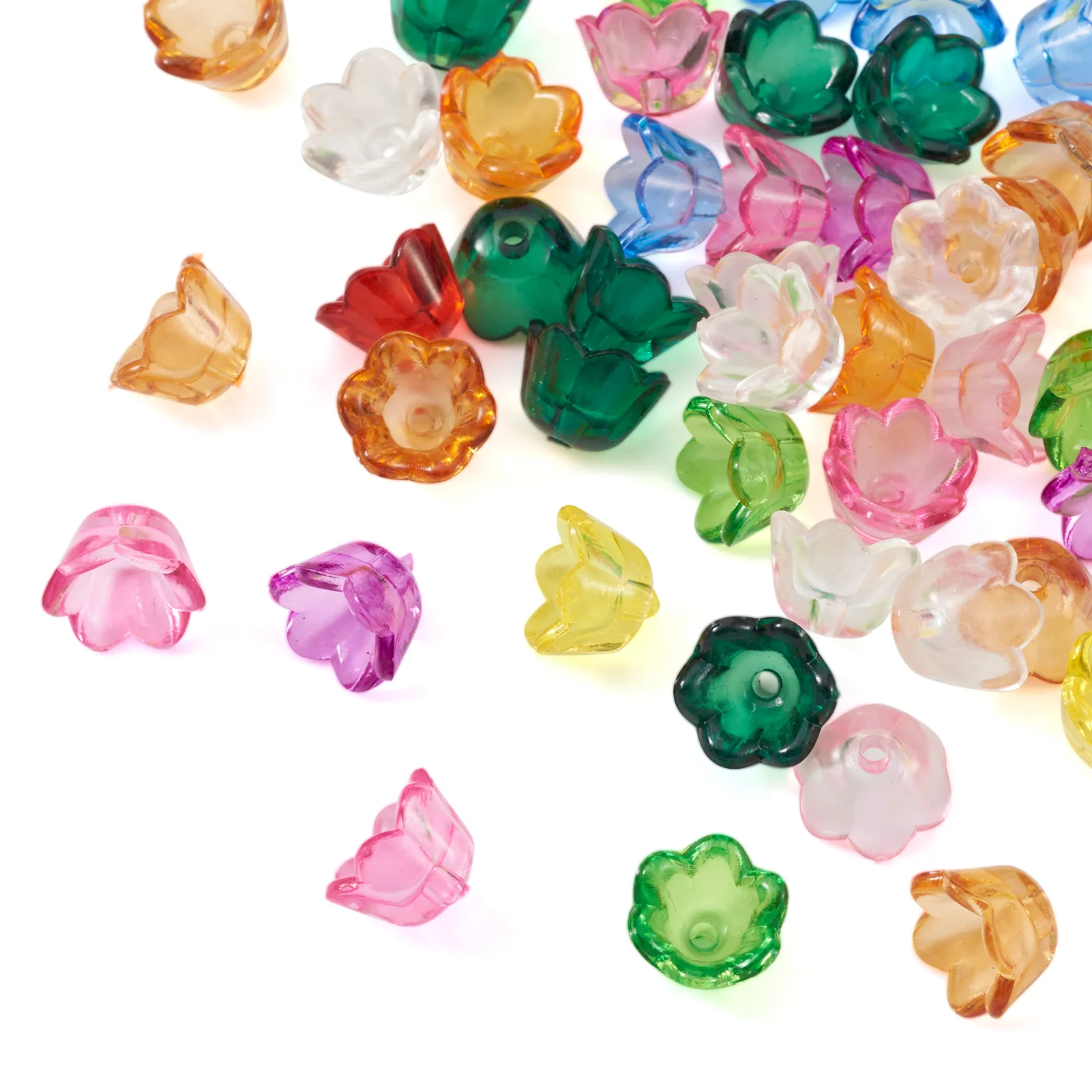 

50g Lily Flower Transparent Acrylic Beads Caps Spacer Beads For DIY Bracelet Necklace Jewelry Making