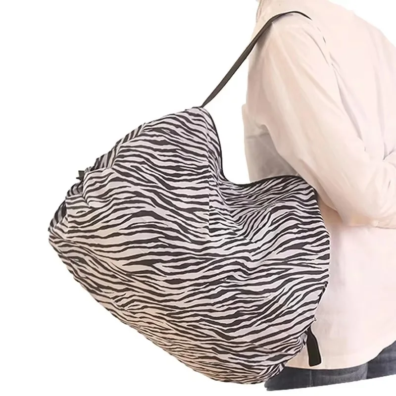 Bolsa de almacenamiento portátil para supermercado, bolsa de compras plegable reutilizable, bolsa de playa de viaje de tela Oxford impermeable