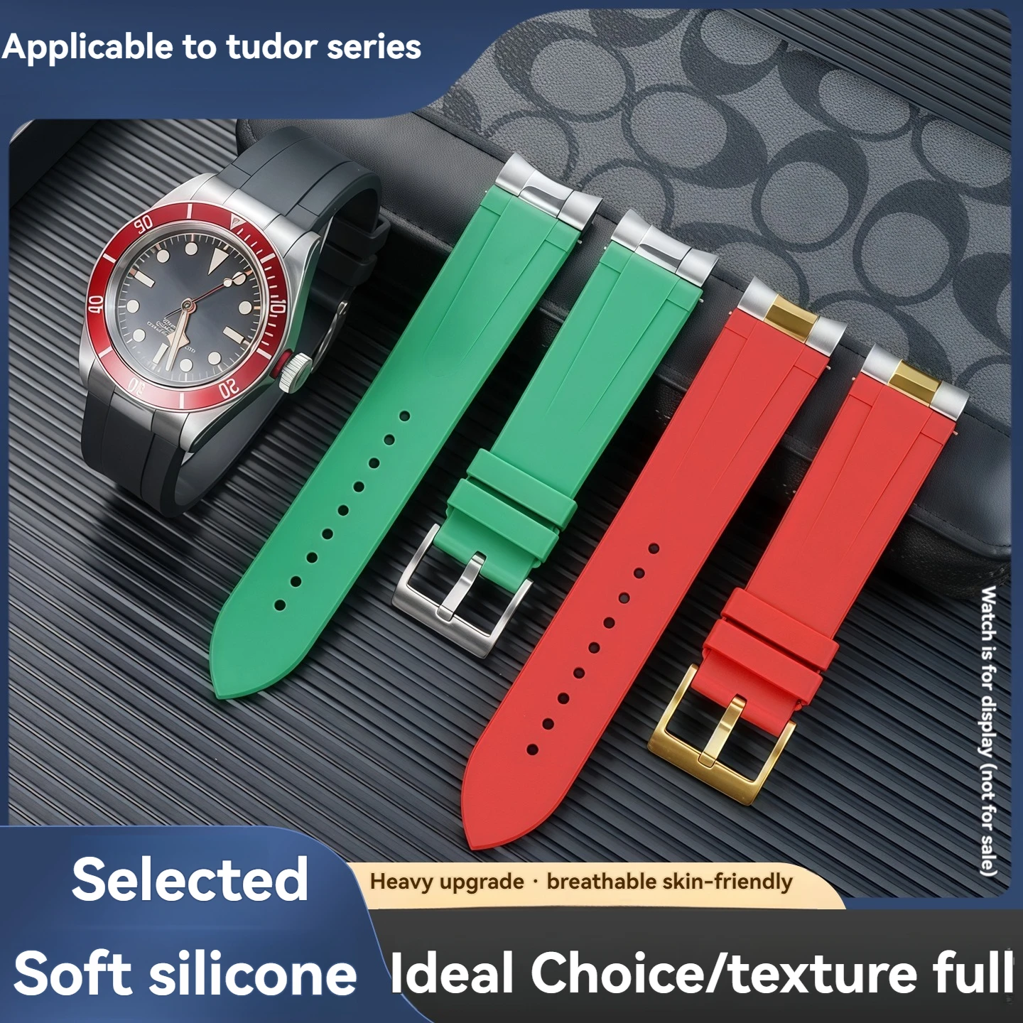 20mm 21mm 22mm Rubber Strap for Tudor 39mm 1958 GMT M79363 Black Bay Black Shield Watchband Steel Curved End Linker Bracelet