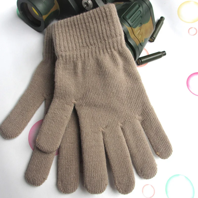 Guantes de punto de Cachemira para hombres y mujeres, calentador de manos, forro grueso, manoplas de dedo completo, esquí, muñeca corta, nuevo,