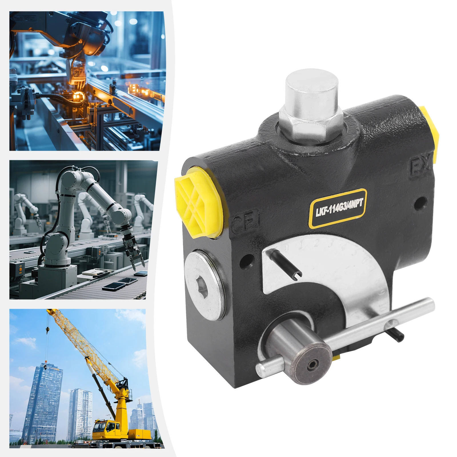 

Adjustable Hydraulic Flow Control Valve, 3/4" NPT Port, 0-30 GPM Fine Flow Regulation, 3000 PSI High Pressure For Industrial