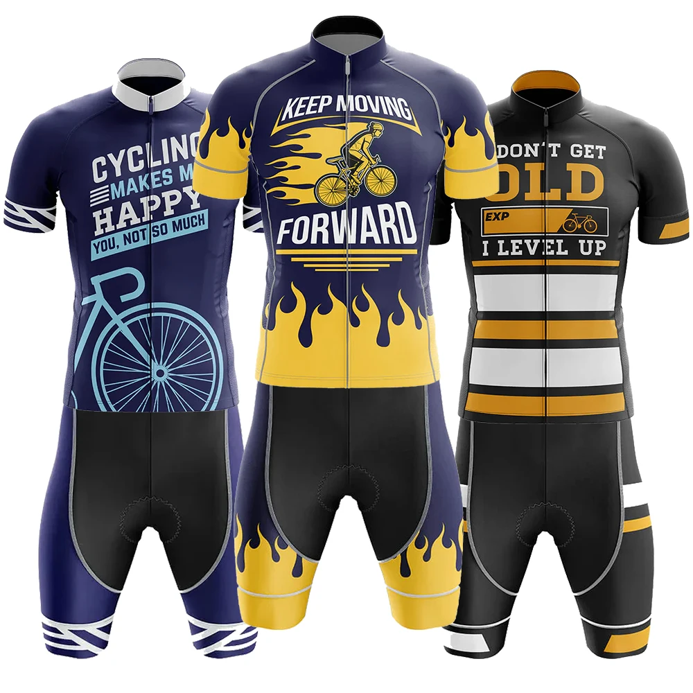 Kit de ciclismo Keep Moving Forward, uniforme, Jersey, pantalones cortos de bicicleta para hombre, conjunto de pantalones de montaña para hombre, deportes de montaña sin mangas