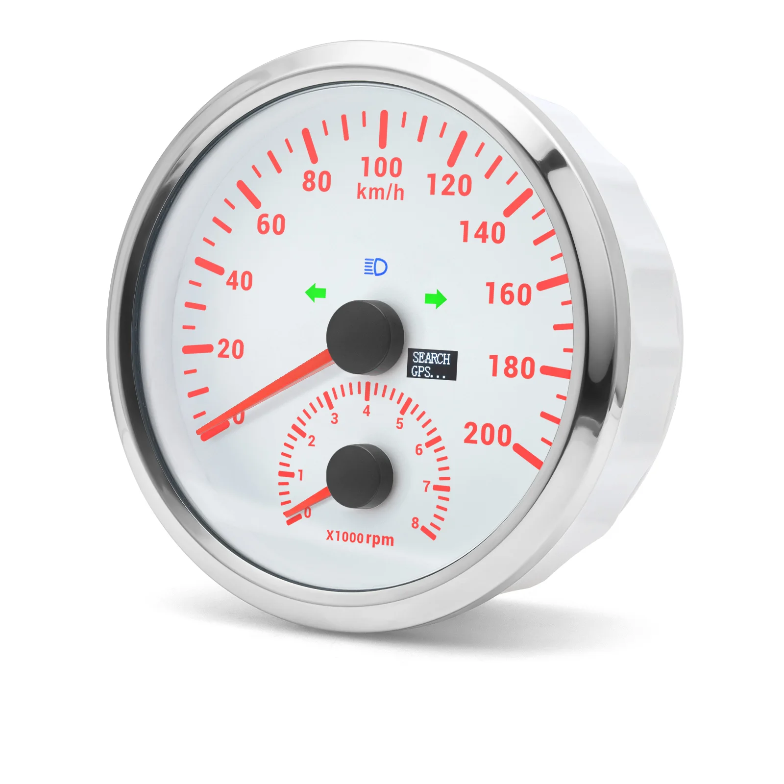  Universal 110mm Tachometer + GPS Speedometer 0-200km/h with 0-8000 RPM Meter with  With Turn Signal Red Backlight for Car Boat