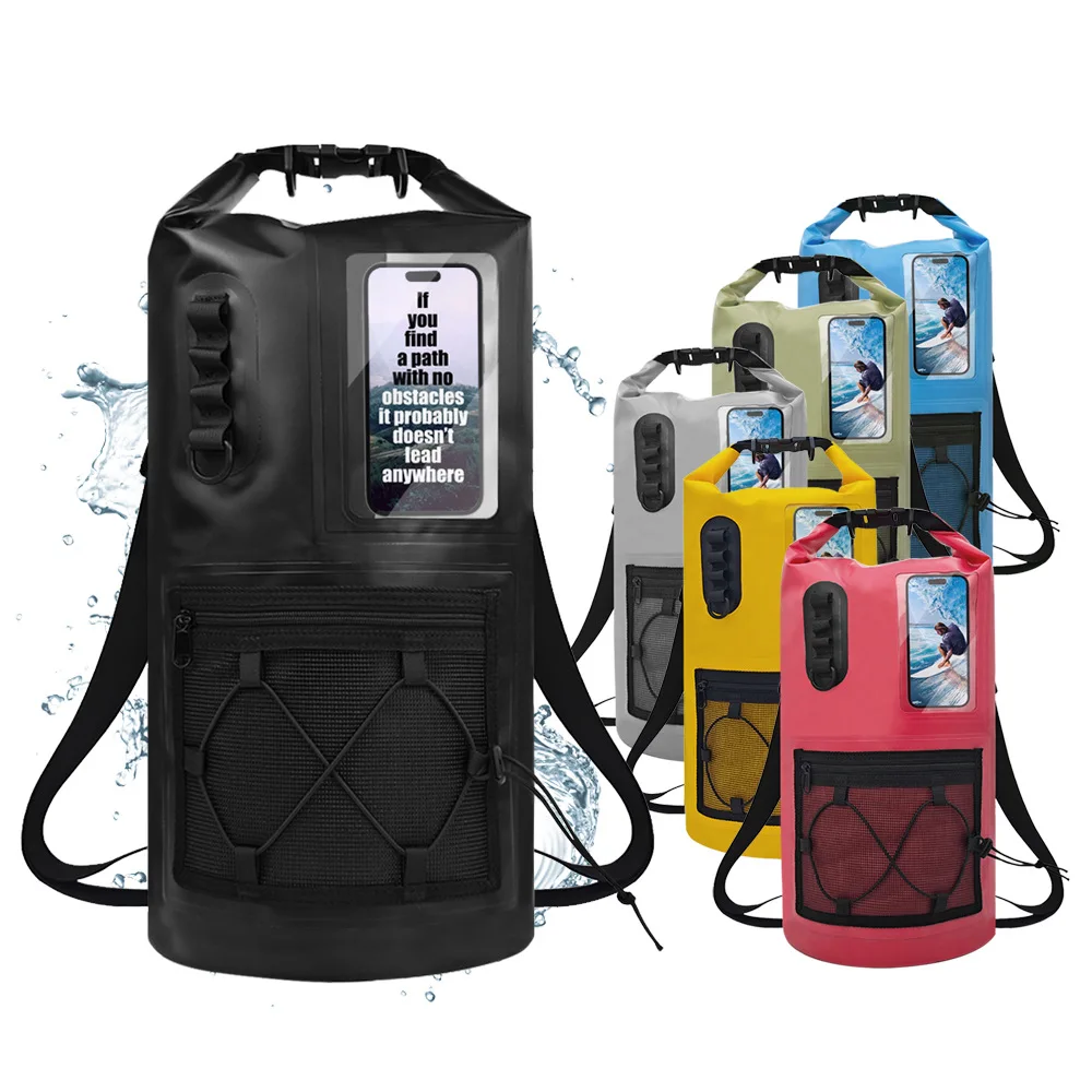 

﻿ 20L/30L Roll Top Waterproof Dry Bag with Phone Window Beach Bucket Bag Outdoor Hiking Boating Camping & Swimming Backpack