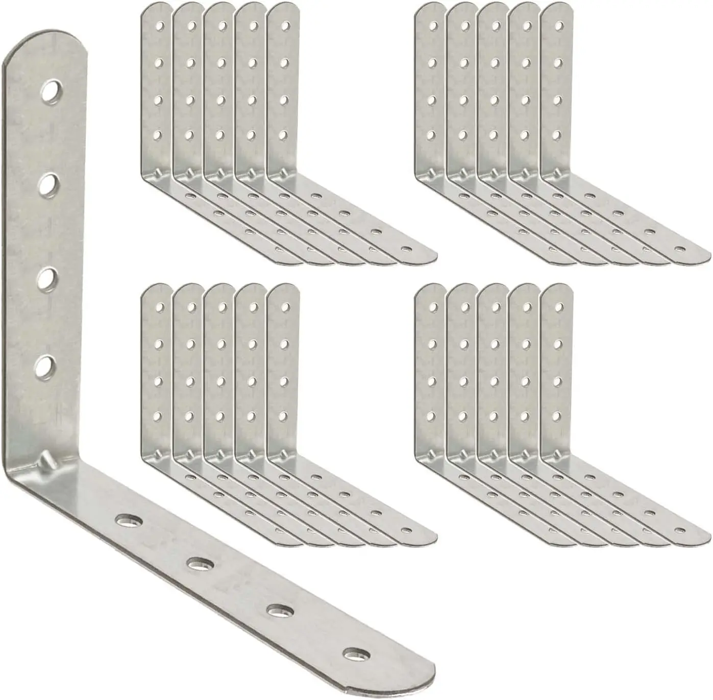 

20 Pack Galvanized Angle Brackets 3.94x3.94x0.63 inch 90 Degree L Shape Corner Brace for Wood Metal Furniture Repair