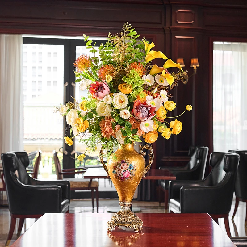 

High-end, artificial flower, European-style, American furnishings, living room dining table, floral ornaments