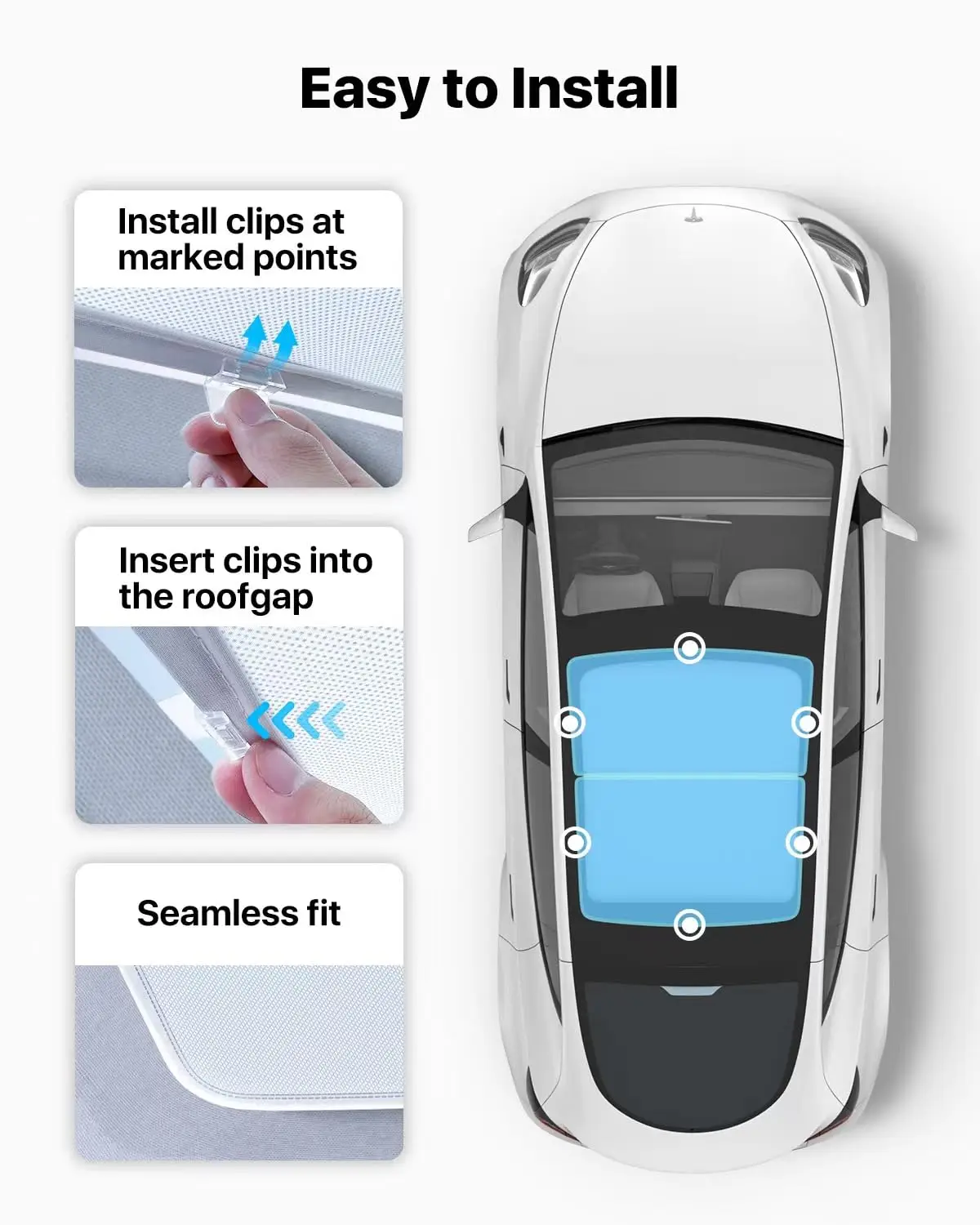 Zonneschermen Voor Tesla Model 3 Highland 2024 Model Y 2021-23 Zonnedak Ijsdoek Gesp Zon Pare Glas Voor Achterlicht Accessoire