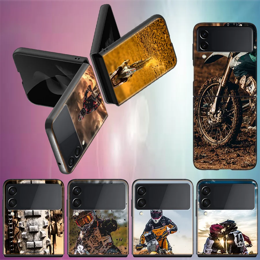 Off Road Motorcycle Adventure For Samsung Galaxy Z Flip 5 4 3 Case Shockproof Hard Cover For Phone Z Flip 6 5G Z Flip 5 4 5G TPU