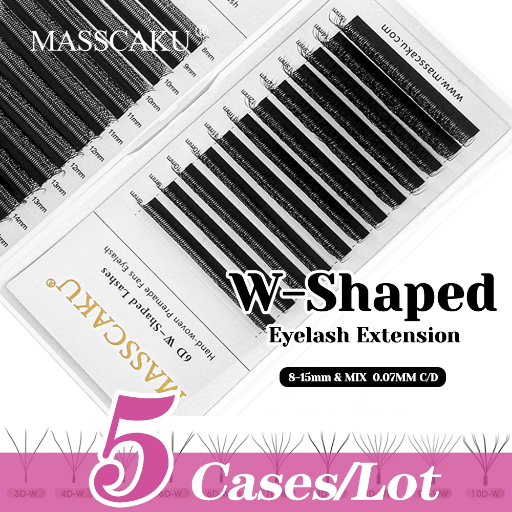 

5cases/lot High Quality C D Curl Soft Natural Looks W Design Lashes Lightweight W Shaped Premade Volume Fans Eyelash by MASSCAKU