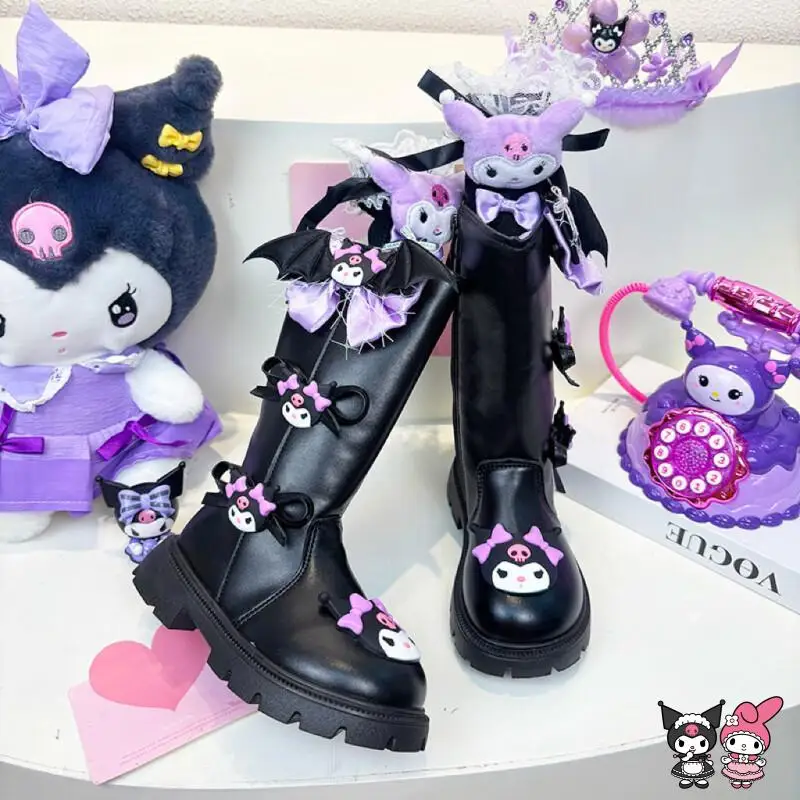 أحذية أطفال سانريو كورومي كاواي أنيمي كاجوال للطلاب غير قابلة للانزلاق مقاومة للماء ومقاومة للاهتراء مريحة للخريف والشتاء أحذية عالية