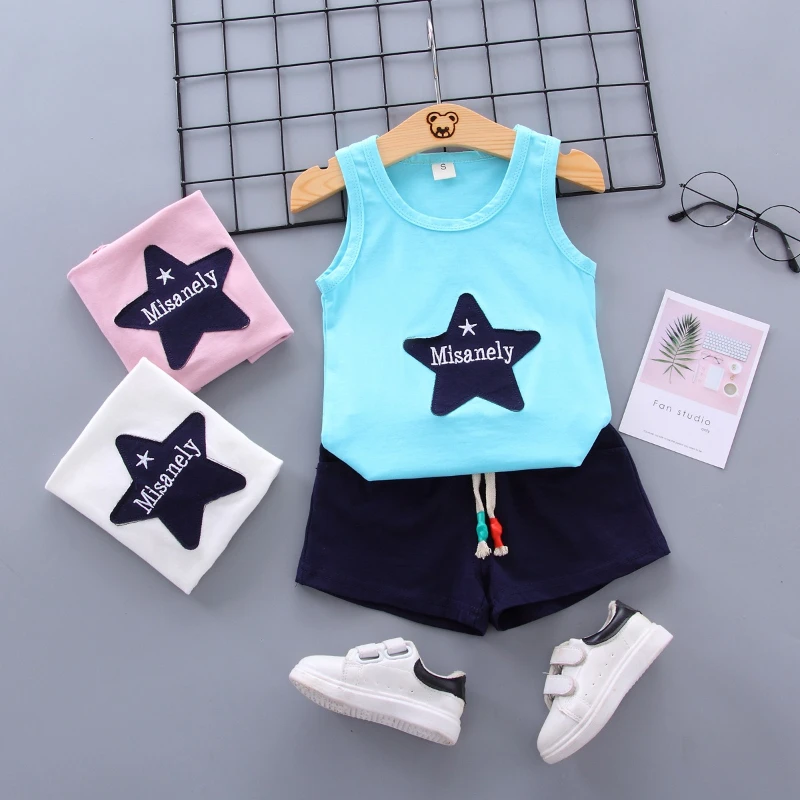 

New Summer Baby Clothes Suit Children Boys Fashion Vest Shorts 2Pcs/Set Toddler Casual Costume Infant Clothing Kids Tracksuits