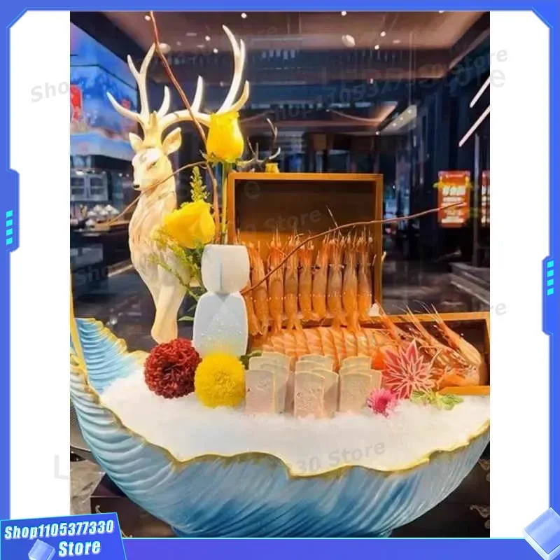 Creative Resin Seafood Sashimi Plate High End Salmon Serving Dish Ice Platter for Hot Pot Fat Beef Tableware Thorn Plate
