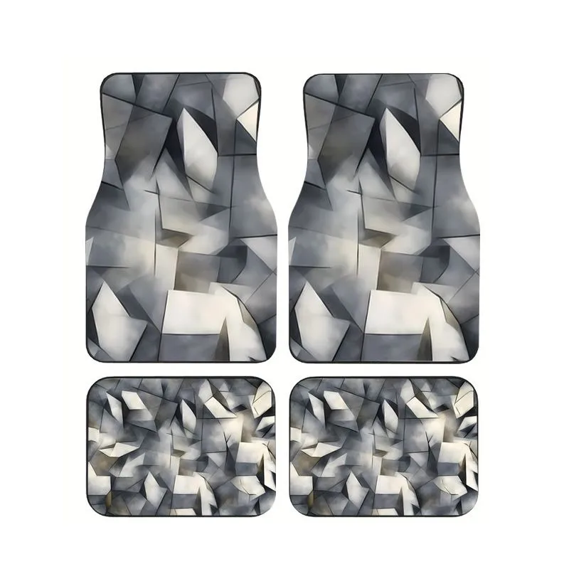 

Minimalist Abstract Diamond Pattern Car Floor Mats Set Universal Non-slip Auto Foot Mats