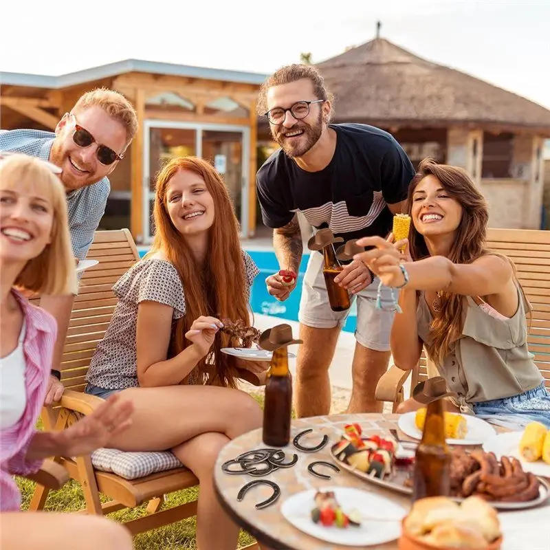 【كفاءة 】زينة حفلات رعاة البقر 36 قطعة ديكور فانوس غربي صغير 12 فانوس مع شمعة 12 حدوة حصان معلقة 12 قبعة رعاة البقر #4