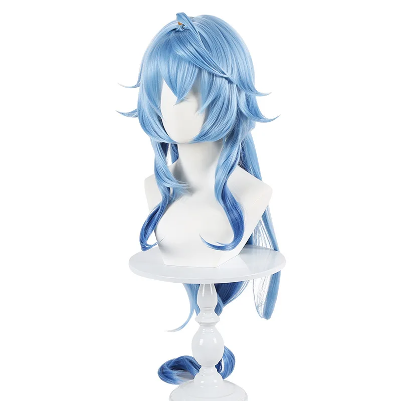 Genshin Impact Ganyu Cosplay Pruik Blauw Gradiënt 100 cm Lange Anime Cosplay Pruik Gradiënt Stijl