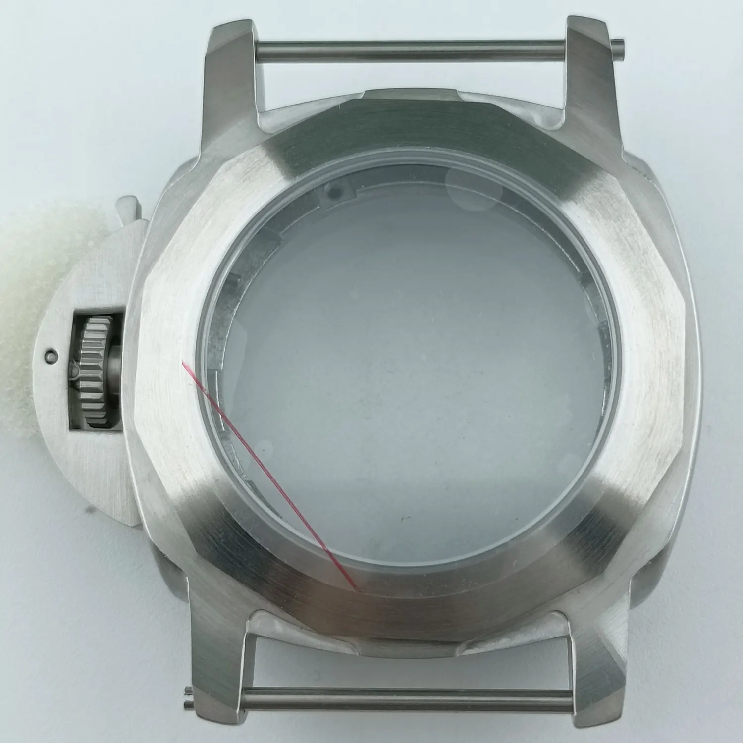 ST2555 Case 45mm Silver Brushed Case With Ear Sapphire Glass Stainless Steel Case For ST2555 movement Watch Accessories