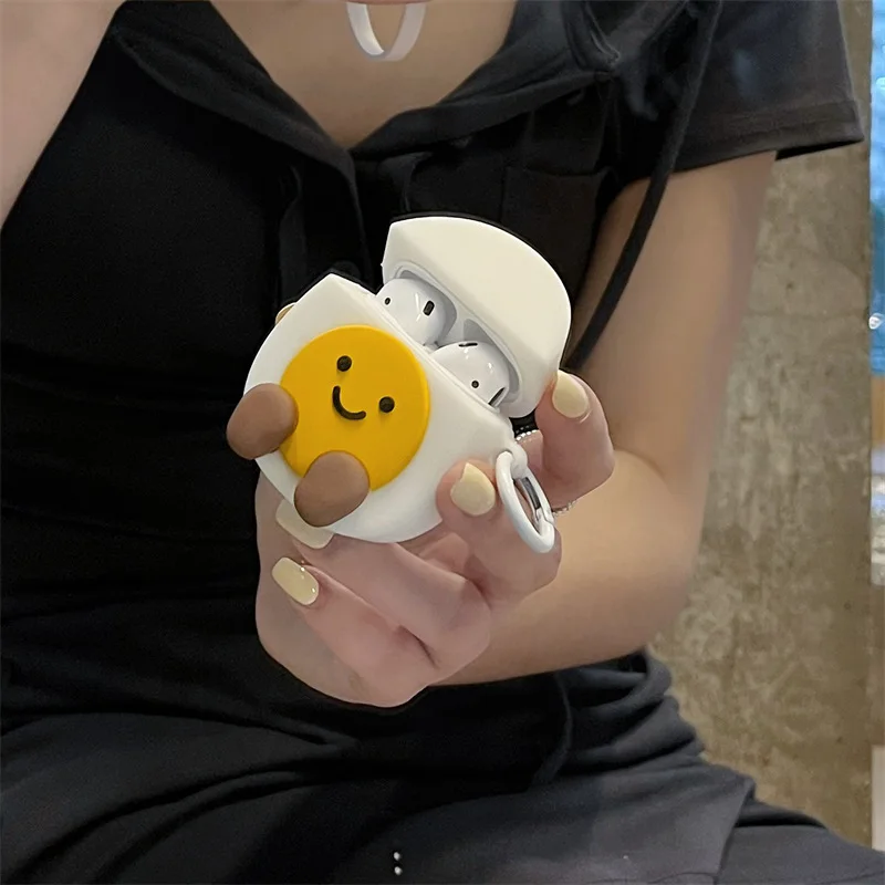 

Creative Cute Eggs Case for AirPods 4 Airpod 1 2 3 Pro Pro2 Bluetooth Earbuds Charging Box Protective Earphone Case Cover