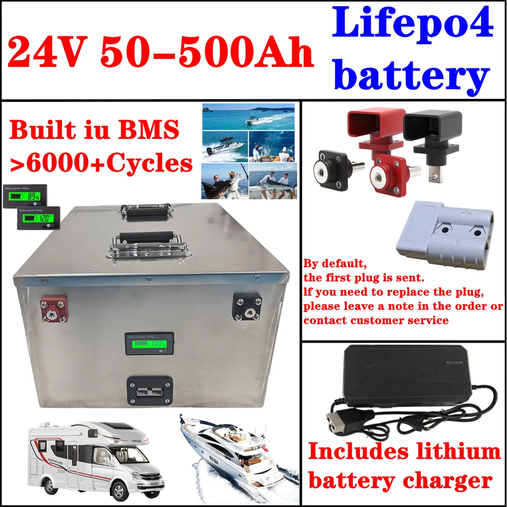 24V Lifepo4 Battery 100Ah 50Ah 150Ah 200Ah 300Ah 400Ah 500Ah LIthium Batterie for 2KW 5KW Inverter Backup Power Solar System