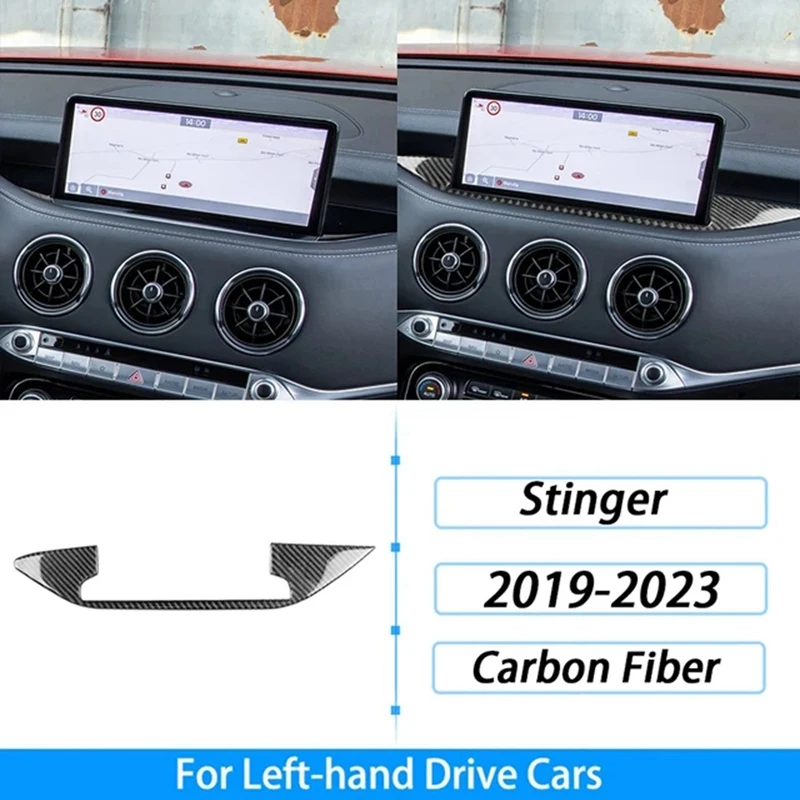 1 PCS Car Left-Hand Drive 10.25 Inches Display Frame Sticker Carbon Fiber Pattern Automotive Supplies For Kia Stinger 2019-23 image 6