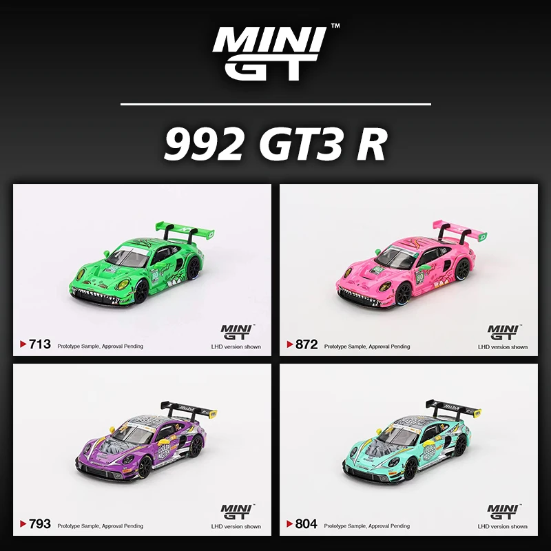 PreSale MINIGT 1:64 992 GT3R #80 GTD AO Racing Tyrannosaurus PINK Diecast Diorama Model Collection Toys 713 872 793 804 770