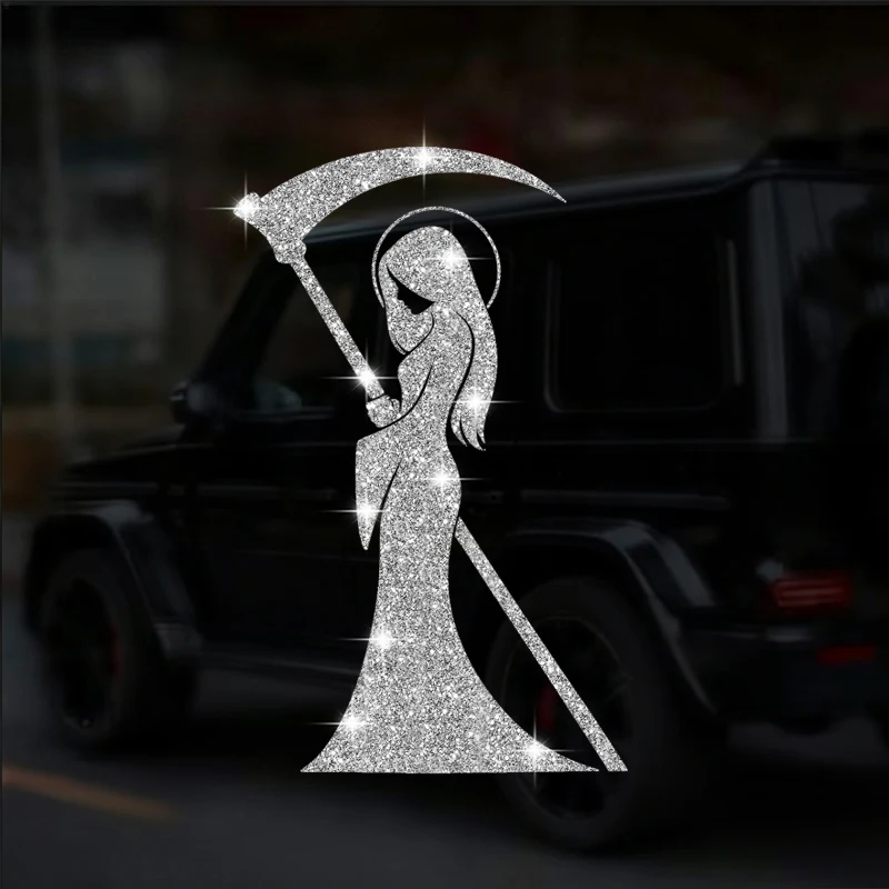 Female Reaper Decal, Sparkling Glitter Decals, Wall Sticker, Doors Sticker, Car Sticker, Car Window Decoration, Vinyl Sticker