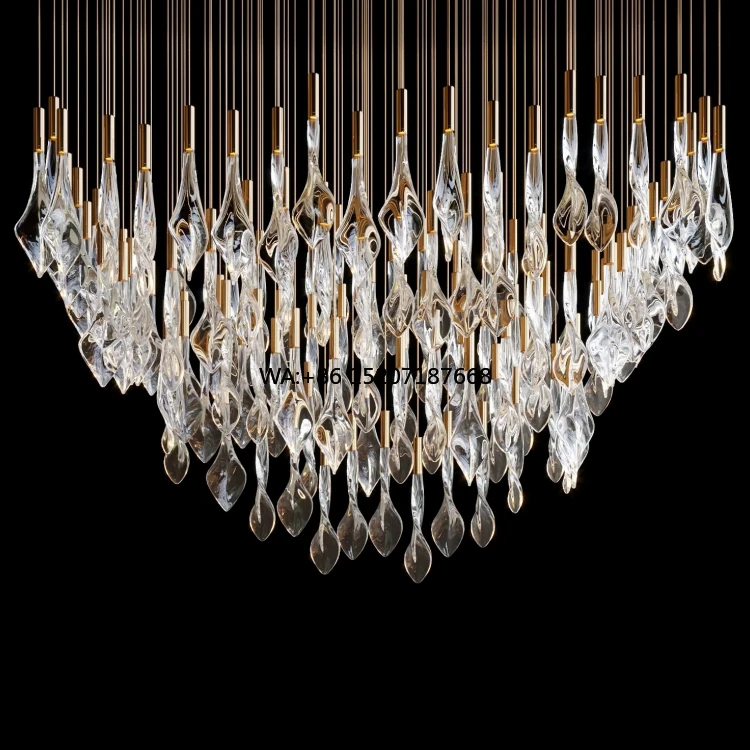 

Художественная светодиодная люстра, подвесной светильник, стекло для зала, современный дизайн, украшение для помещения, магазин, вилла, банкет, кристалл на заказ, 80, бесплатный кулон