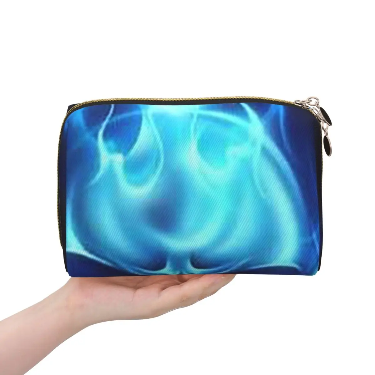 Skull Bone Skeleton Blue Fire Skull (13) Women Cosmetic Bags Travel Makeup Organizer Pouch Toiletry Storage Dopp Kit Box
