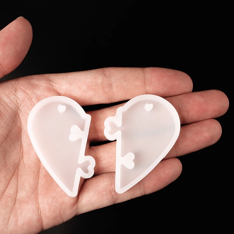 2pcs/Set Love Heart Locks Pendant Silicone Mold DIY Epoxy Resin Mould Keychains For Lovers Valentines Day Gifts Jewelry Making