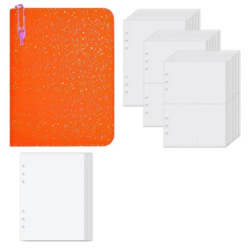 

A29F-Hardcover Sticker Organizer Binder Reusable A5 Holographic Sticker Book Collecting Album Storage Book With 30 Pages