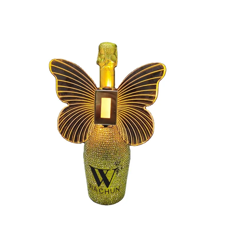 led butterfly angle wings champagne bottle topper collar display for liquor beverage vodka wine tequila whiskey