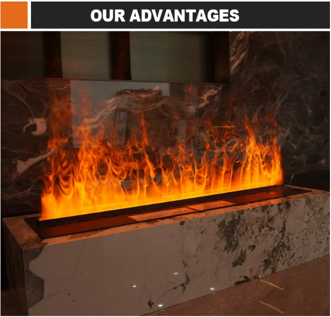 e*-Smart Home 3D Atomized Fireplace Waterdamp Haard with LED Colorful Flame WOOD Stove Cracking Sound,Humidification No Heat