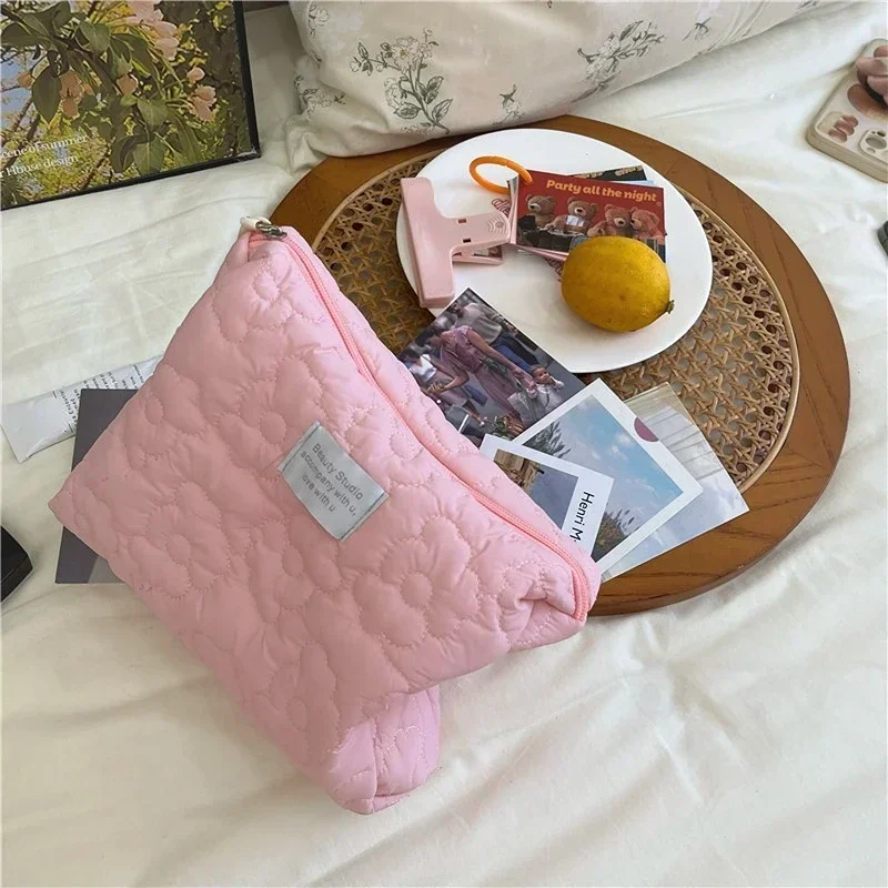 Large Capacity Women Flower Multifunction Cosmetic Bag Soft Candy Color Travel Portable Makeup Storage Bag Makeup Case