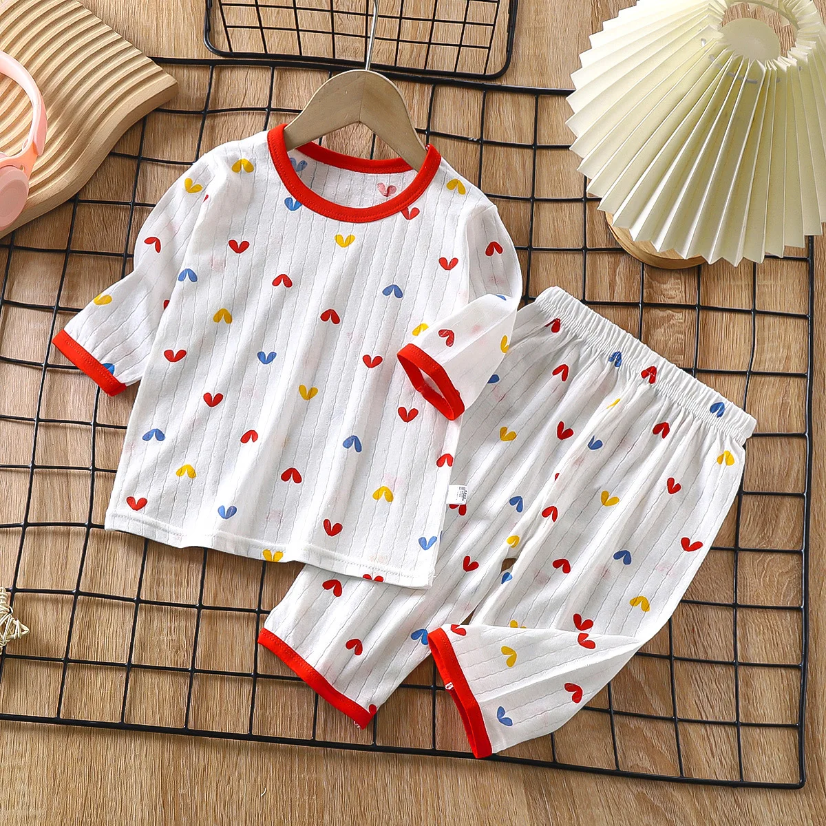 2024 New Children\'s Home Clothes Set Pure Cotton Boys Clothes Girls Pajamas Thin Section Clothing Baby Kids Chothing