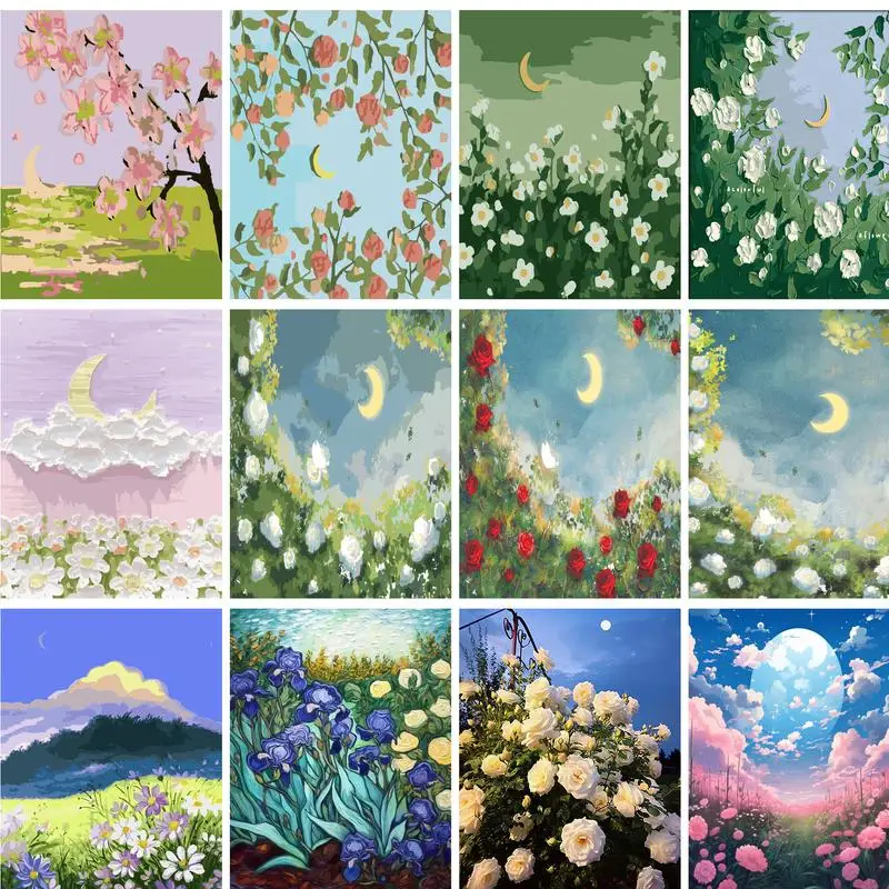 

PhotoCustom Acrylic Painting By Numbers On Canvas Rose Flowers Picture Coloring Home Decors Diy Gift Figures Paint Set Artwork