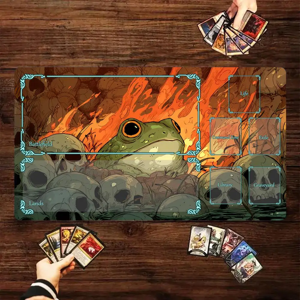 Dark-style Frog and Skull Design TCG Playmat Magic Card Battle Mat 35X60CM Gathering Gaming Mats Tapete Magic Mat Card Pad