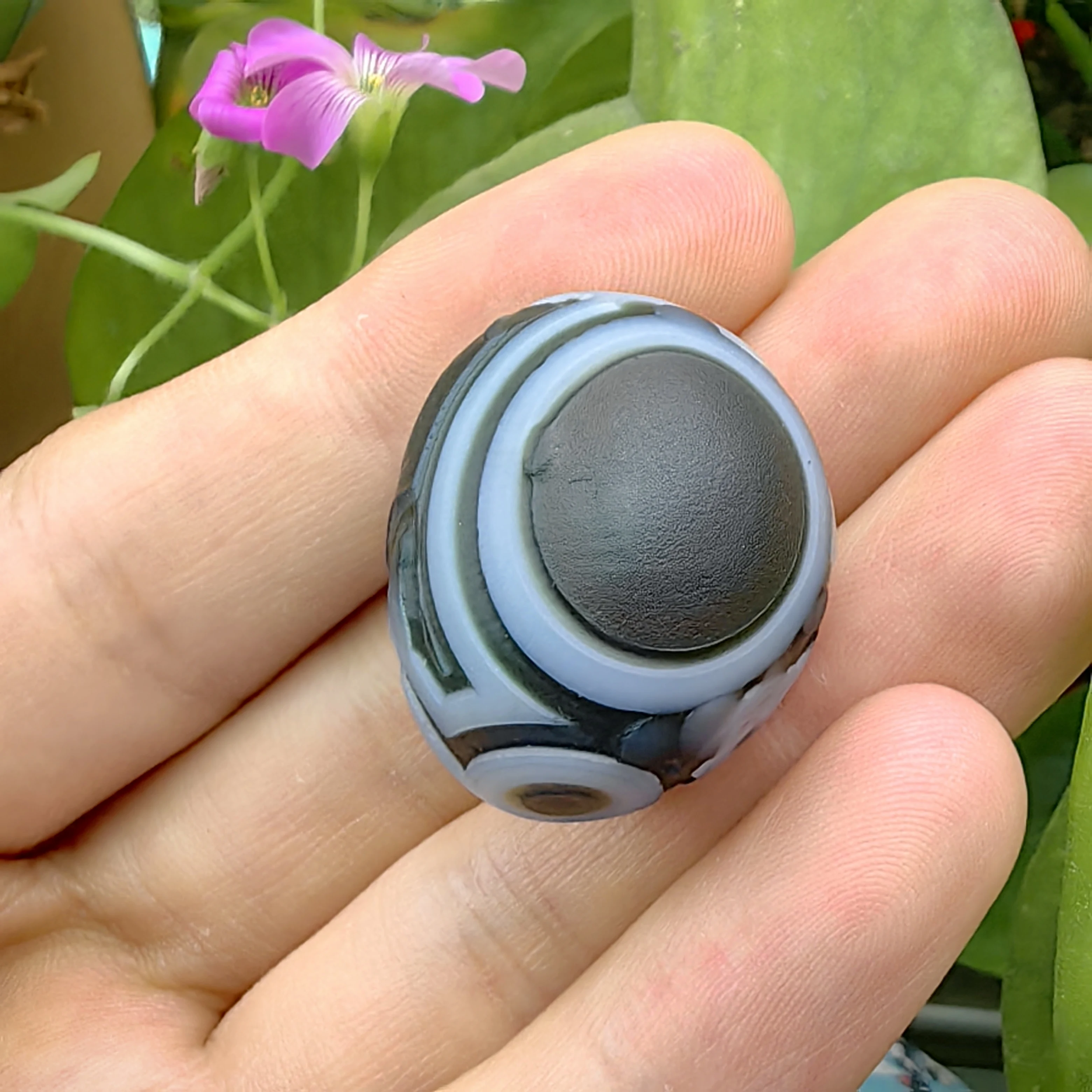Natural Tibetan Dzi Agate Eye Bead Gobi Rock Mineral Specimen Palm Stone Jewelry Making Bracelet Necklace DIY Gift Accessory - view 2