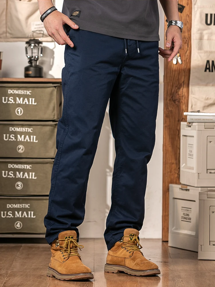 

American Retro Loose Straight Leg Pure Cotton Casual Pants Men's Deep Blue Workwear Long Trousers Spring Summer New Sle