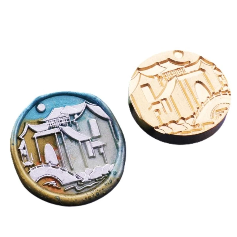 

Retro Wax Stamp Replacement for Head Traditional Landscape Designed Brass Stamp for Scrapbooking Invitation Sealing Enve