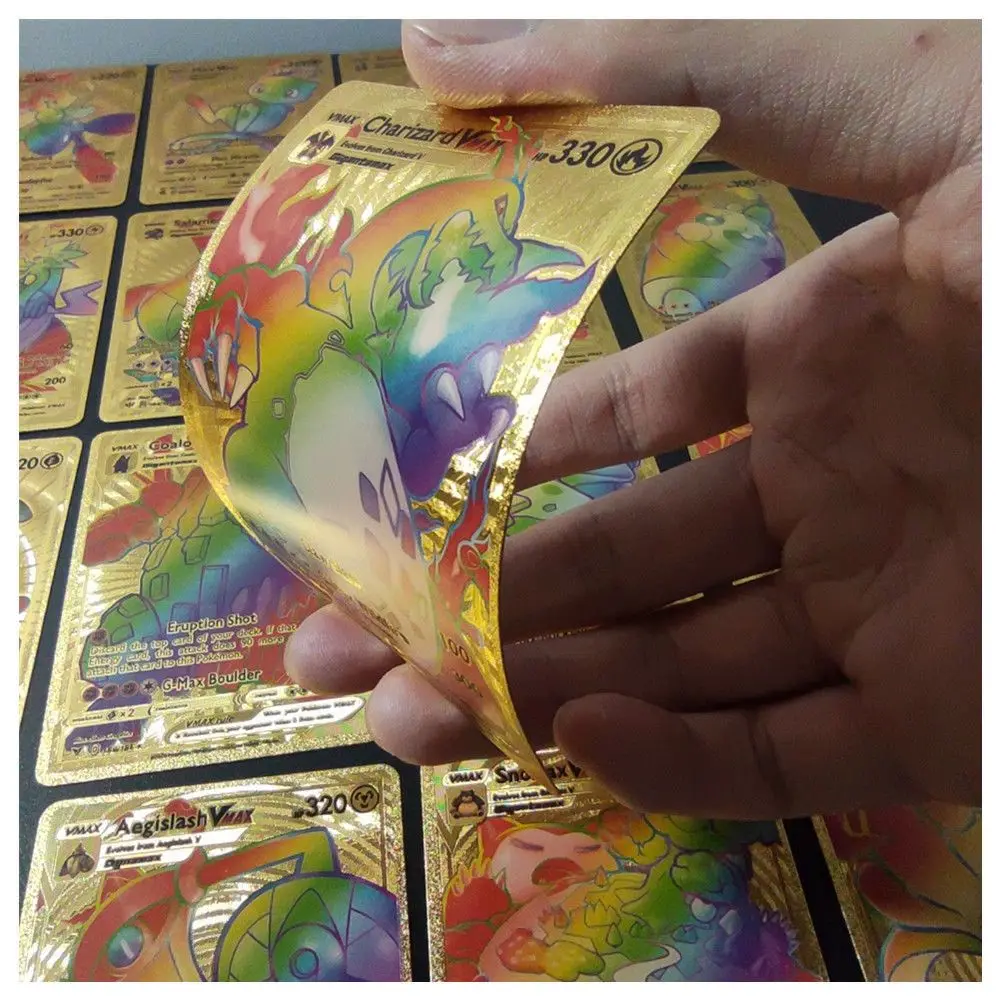 55Pcs Pokemon Rainbow Card Charizard Pikachu Arceus Gold Foil Silver Black English VSTAR VMAX Card Rare Battle Collection Cards