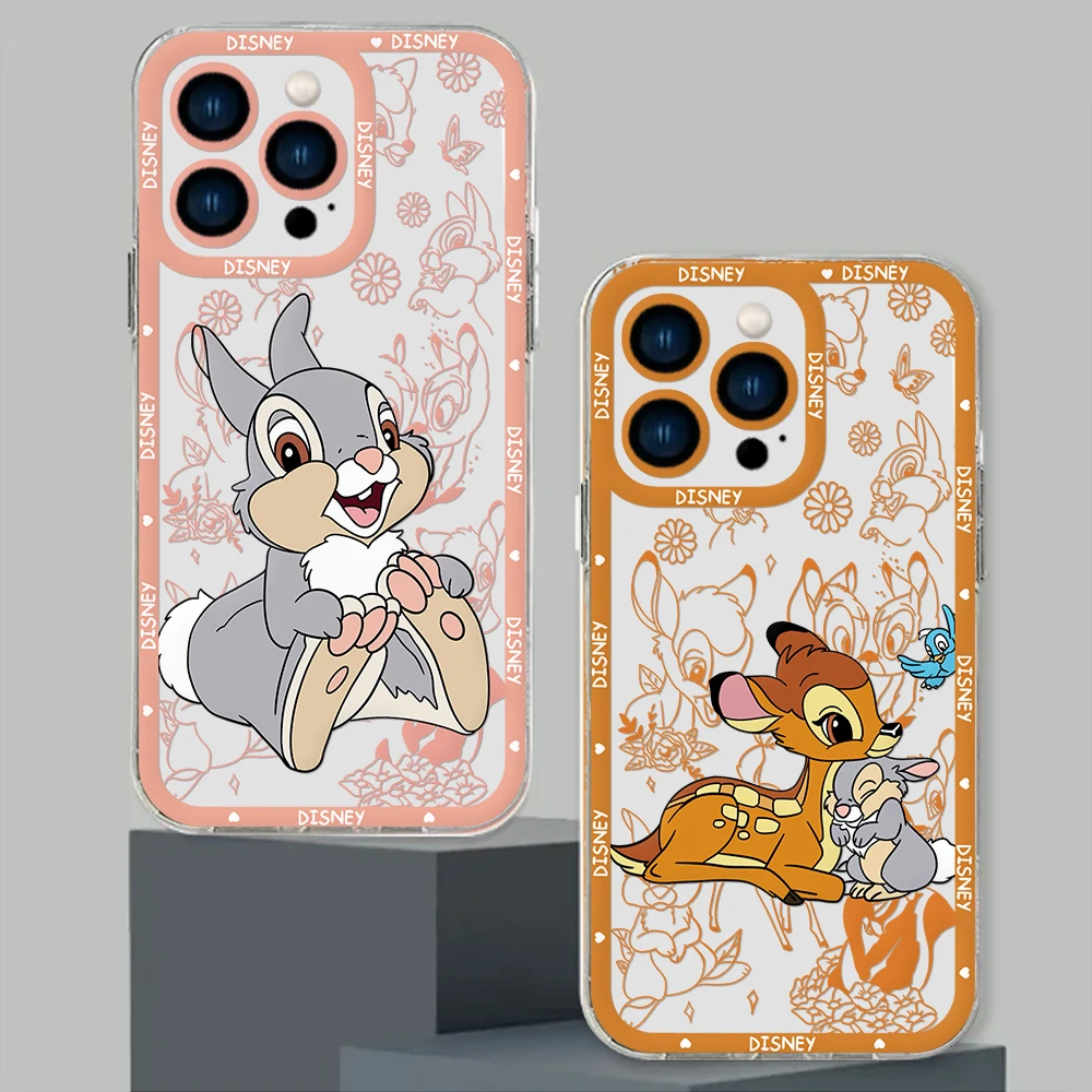 Thumper Cute Bambi Phone Case For iPhone 15 14 13 12 Mini 11 Pro Max XR XS 6 6S 7 8 SE20 Plus Soft Silicone Transparent Cover