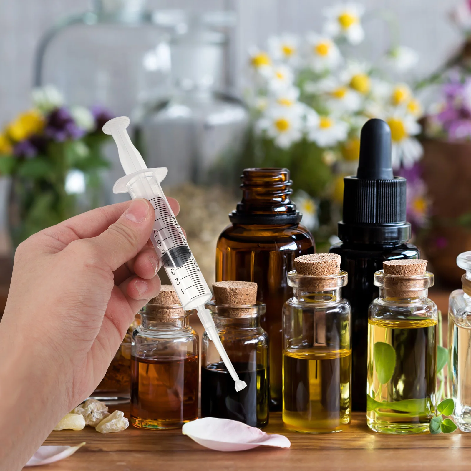 10pcs Disposable Plastic Syringe Set Sealed Perfume Bottles Multi Size Liquid Transfer Injector with Extended Tips