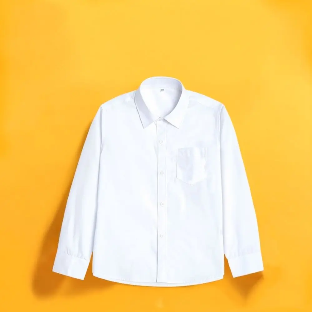 Boys Girls Summer White Shirt Short Sleeve School Uniform Kids Breathable Soft Blouses Students Formal Performance Apparel
