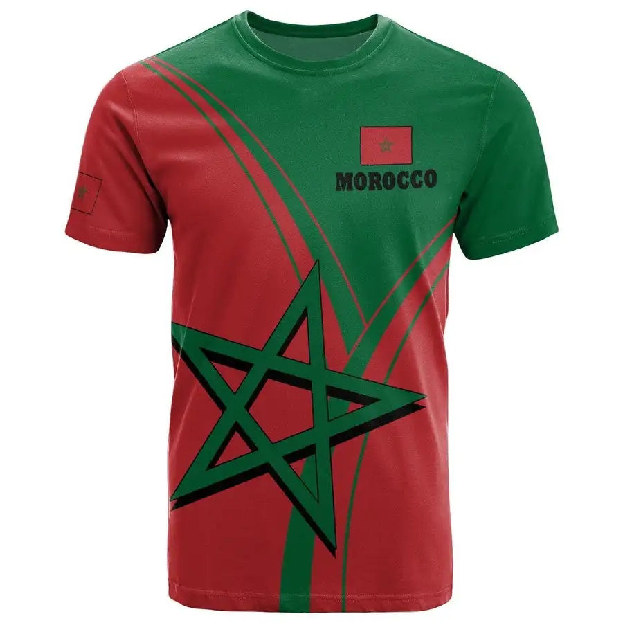 Custom Name Morocco Flag T-shirt Morocco Men's T-shirt Fashion National Team T-shirt Sportswear Tees Country Mar New