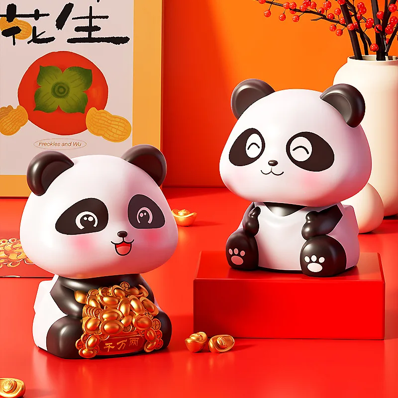 Figura de Panda con cabeza temblorosa, colección de adornos, modelo de energía Solar, regalos de muñecos de Panda