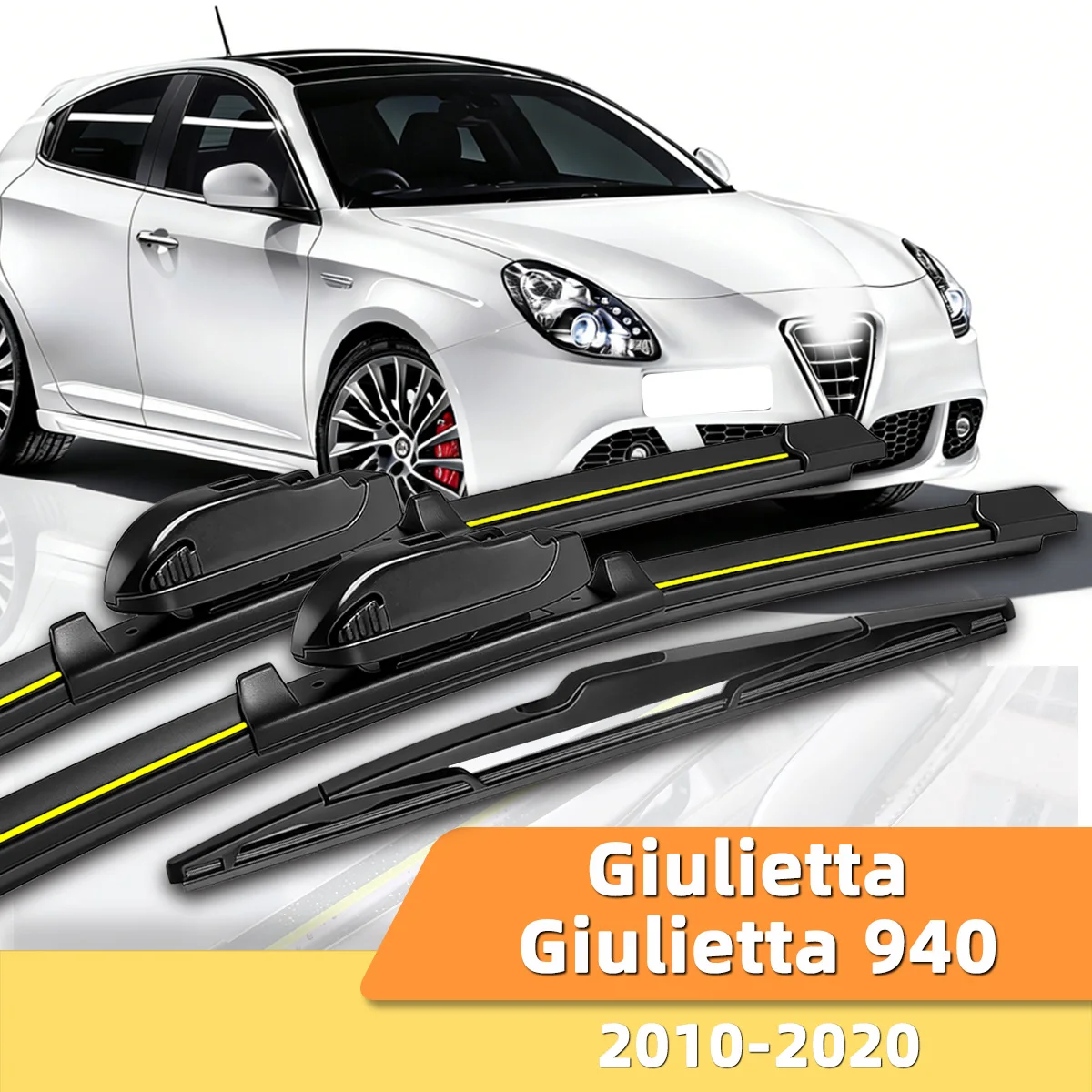 

3PCS Car Windshield Wiper Blades Suitable For Alfa Romeo Giulietta 940 2010-2020 Front And Rear Wiper Rubber Strip Accessories