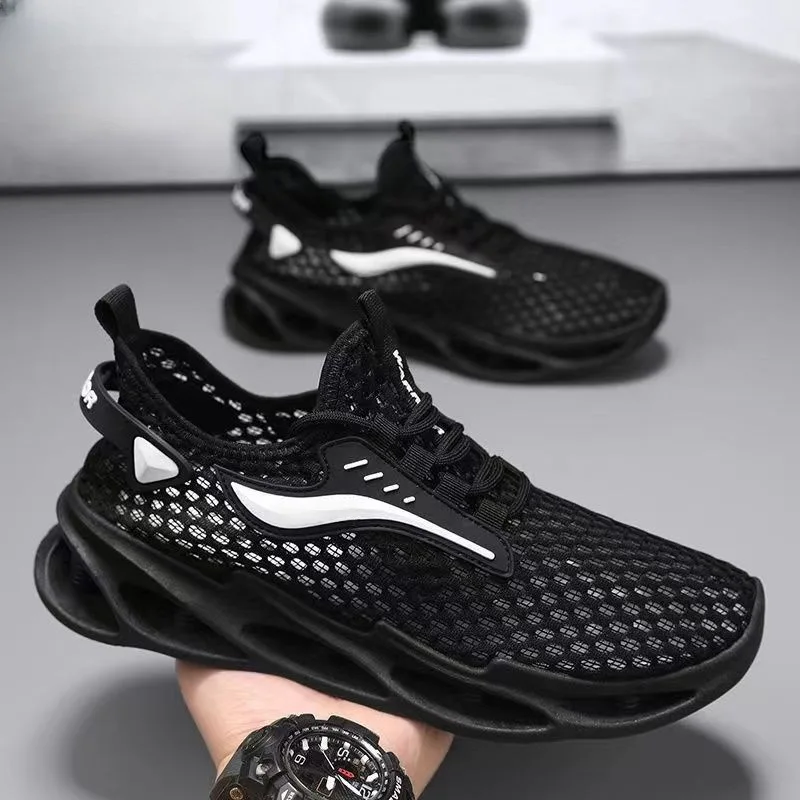 Men's Breathable Mesh Running Shoes Low Cut Sporty Casual Thick Sole Comfortable All-Match Flat Help Summer Spring Season - view 4